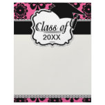 lovely black damask bright pink chic graduation letterhead