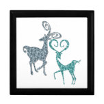 Lovely Blue Christmas Reindeer Customizable Gifts Trinket Boxes