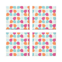 Lovely Blue Purple Peach Orange Leaf Patterns Gallery Wrap Canvas