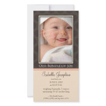 Lovely Bundle of Joy Birth Announcement :: peach Photo Greeting Card