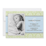Lovely Damask Baby Boy Birth Announcement invitations