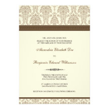 Lovely Damask Wedding Invitation (chocolate/cream)