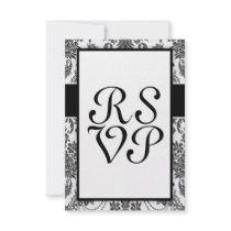 lovely elegant damask roses white and black custom announcement
