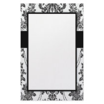 lovely elegant damask roses white and black stationery design