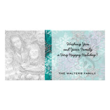 lovely falling snowflakes winter damask photo card