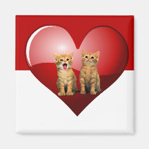 Lovely Heart Cats Refrigerator Magnets