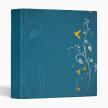 lovely hummingbirds and swirl flower design binder