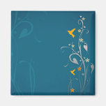 lovely hummingbirds and swirl flower design refrigerator magnet