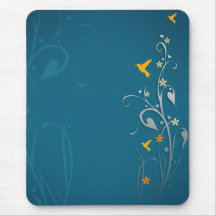 lovely hummingbirds and swirl flower design mousepad