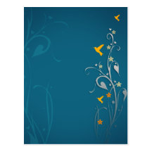 lovely hummingbirds and swirl flower design post card
