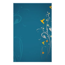 lovely hummingbirds and swirl flower design customized stationery