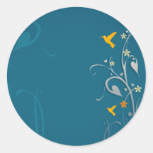 lovely hummingbirds and swirl flower design stickers