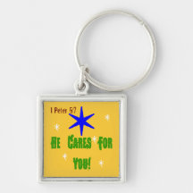 Lovely key chain with he cares for you verse!