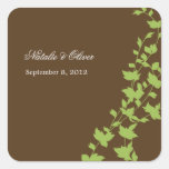 Lovely Leaves Wedding Favour Sticker - Brown