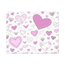 Lovely Light Pink & Purple Heart Doodles Gallery Wrap Canvas