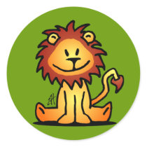 Lovely Lion Round Sticker