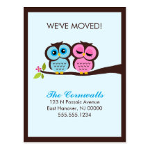 Lovely Owls Moving Announcements Post Cards