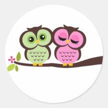Lovely Owls Round Stickers
