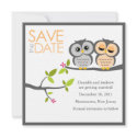 Lovely Owls Save the Date  {orange and grey} invitations