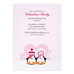 Lovely Penguin Couple Valentines Day Party Custom Invitation
