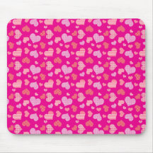 Lovely Pink Pattern of Hearts Mouse Pads