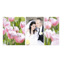 Lovely Pink Tulips Add your photo Photo Card Template