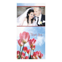 Lovely Pink Tulips and Cloudy Sky Add your photo Custom Photo Card