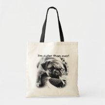 Lovely Playfull Mops Canvas Bag