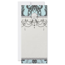 Lovely rose black and baby blue damask personalized rack card