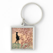 Lovely Silhouette Girl In Peach Key Chains