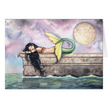Lovely Sleeping Mermaid Card by Molly Harrison