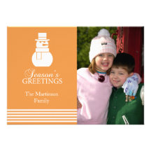 Lovely Snowman Christmas Card (Gold) Custom Invitations