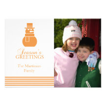 Lovely Snowman Christmas Card (Gold) Custom Invitations