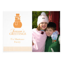 Lovely Snowman Christmas Card (Gold) Personalized Announcements