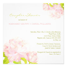 Lovely Spring Peony Wedding Couples Shower Invites