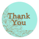 Lovely Turquoise and Chocolate Brown Thank You stickers