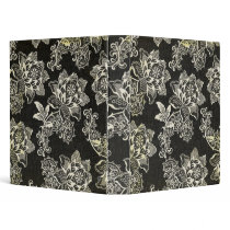 Lovely Vintage Black and Cream Floral Binder