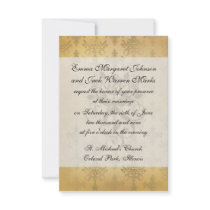 lovely vintage distressed gold damask invitations