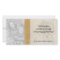 lovely vintage distressed gold damask photo greeting card