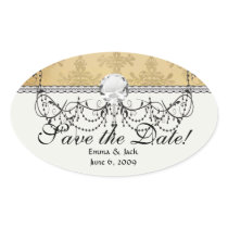 lovely vintage distressed gold damask sticker