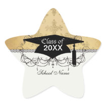 lovely vintage distressed gold damask star stickers