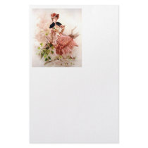 Lovely Vintage Lady In Pink Dress Custom Stationery