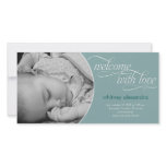 Lovely Welcome Baby Birth Announcement - Blue Photo Greeting Card