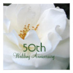 Lovely White Rose 50th Anniversary Invitation
