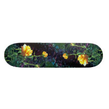 LovelyYellow rose and buds, incandescent water gla Custom Skate Board