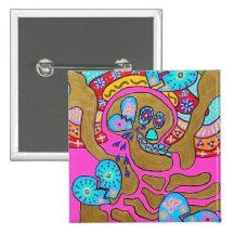 Lovers Broken Hearts & Tears Day Of The Dead Pinback Buttons