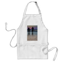 Lovers Holding Hands Walking into the Beach Sunset Apron