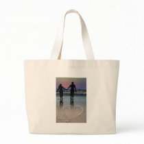 Lovers Holding Hands Walking into the Beach Sunset Canvas Bag