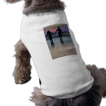 Lovers Holding Hands Walking into the Beach Sunset Doggie Tshirt
