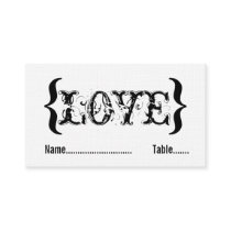 Love's Embrace Wedding Place Card, Black and White